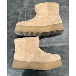 Time And True  leather platform boots Sz8 Faux Fur Interior Y2K Cozy